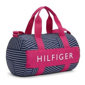 NWT Tommy Hilfiger Pink and Blue Women's Nylon Packable  Duffle Bag